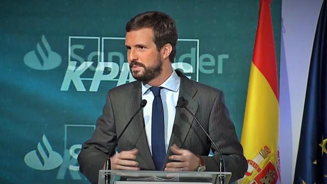 El presidente del PP, Pablo Casado, interviene en el Congreso Nacional de la Empresa Familiar.