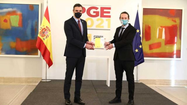 Pedro Sánchez y Pablo Iglesias, antes de la presentación de las líneas maestras de los Presupuestos.