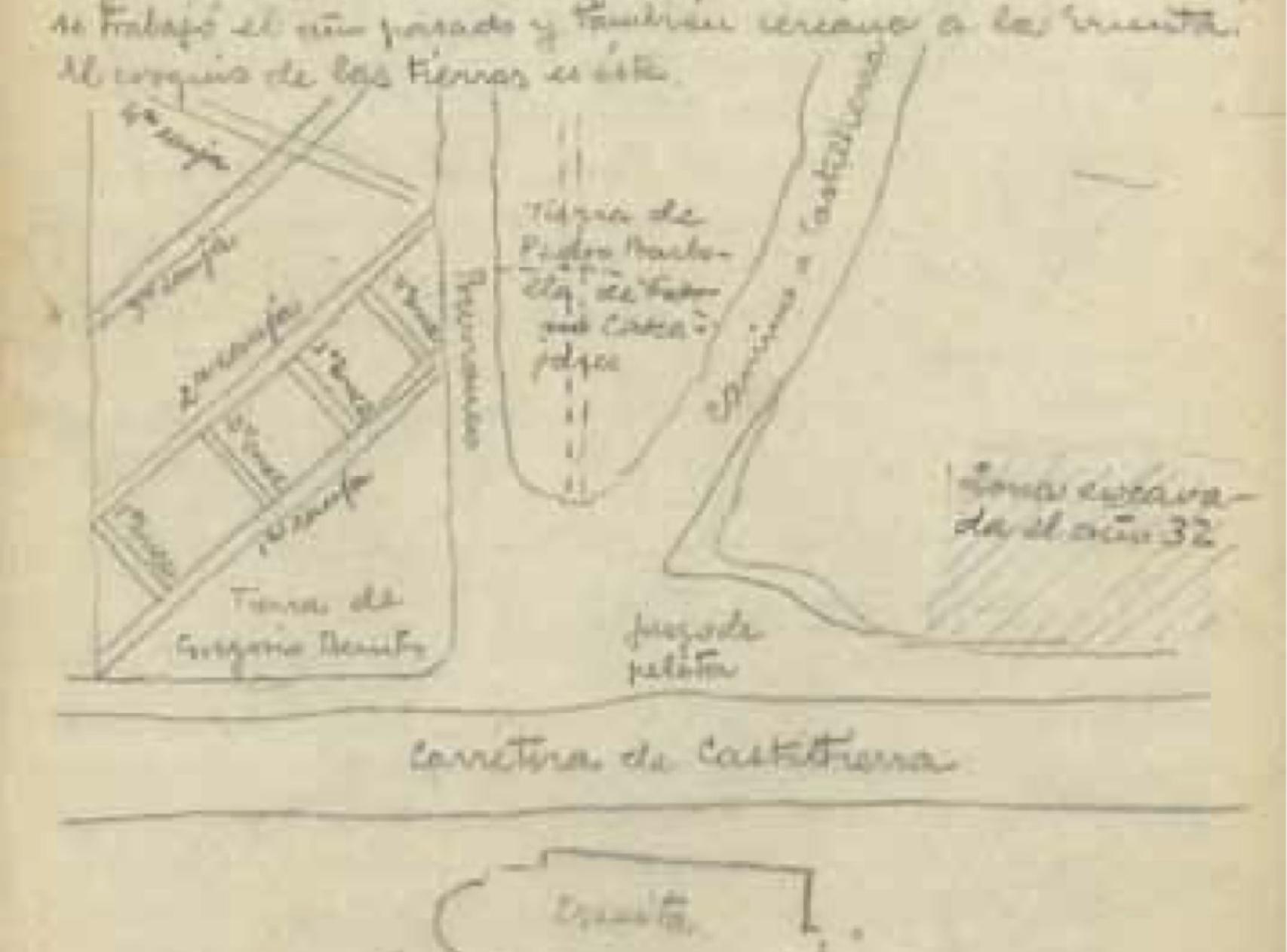 Croquis de la necrópolis. Diario, 6 de septiembre de 1933.