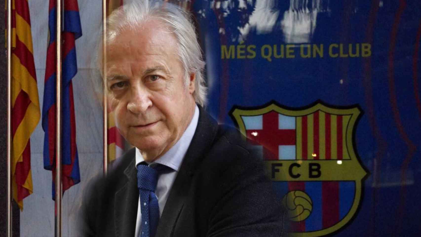 Carles Tusquets y las oficinas del Barça en un fotomontaje