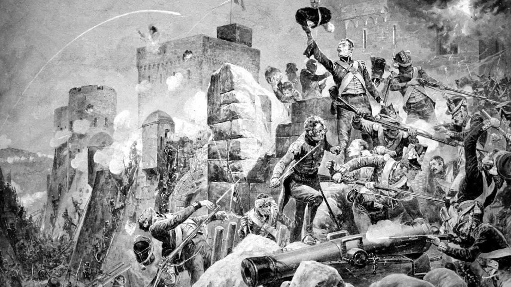 Recreación del asedio de Badajoz.