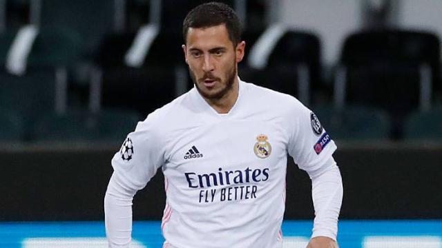 Hazard, en su estreno en la temporada 2020/2021 con el Real Madrid