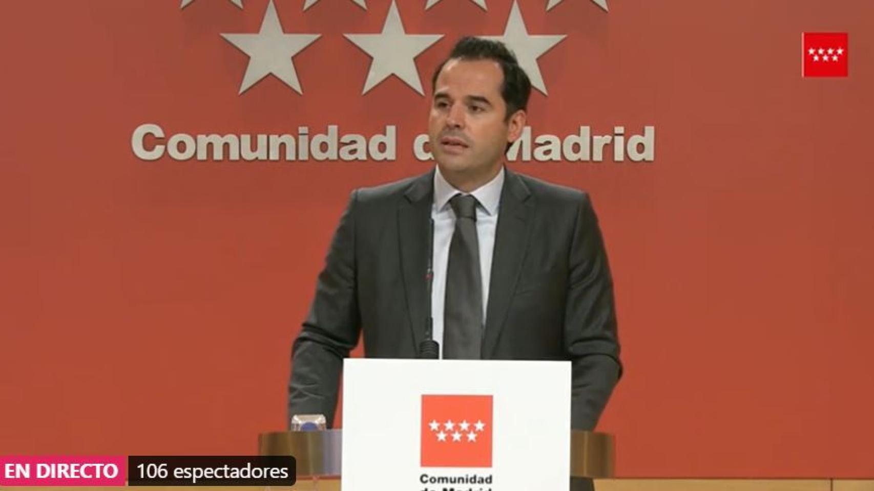 Ignacio Aguado en rueda de prensa este miércoles.