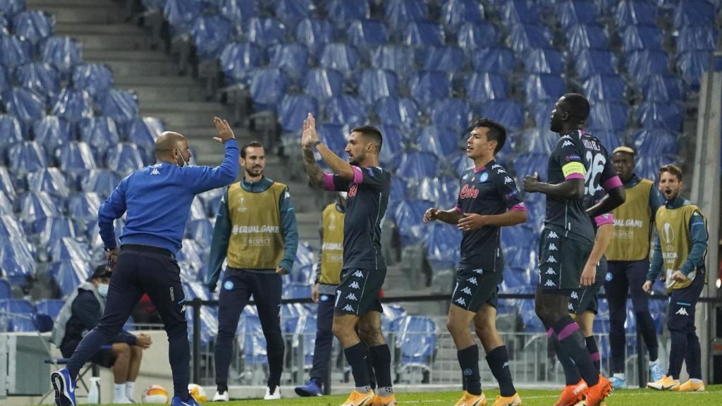 Los jugadores del Nápoles celebrando un gol