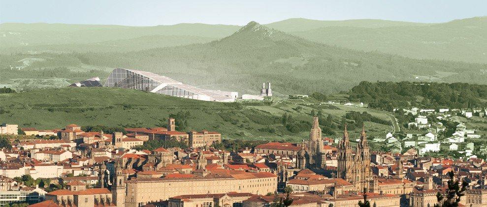 Vista general de Santiago de Compostela, la Cidade da Cultura y el Pico Sacro.