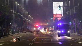 Disturbios en la Gran Vía de Madrid.