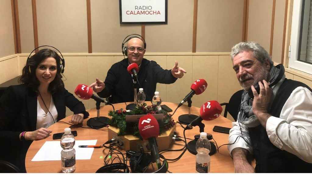 Ayuso y Miguel Ángel Rodríguez, su jefe de gabinete, cuando coincidieron en la tertulia de Radio Calamocha.