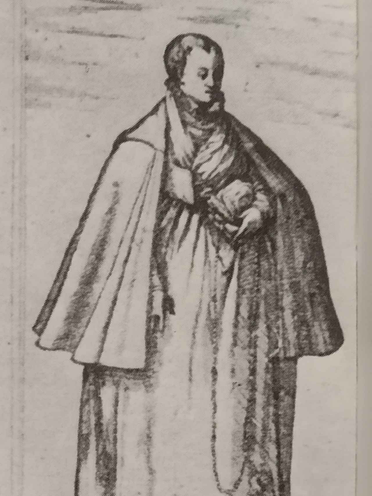 Parte de un grabado de Joris Hoefnagel del paso de San Adrián que muestra una mujer vasca rapada y con la cabeza descubierta.