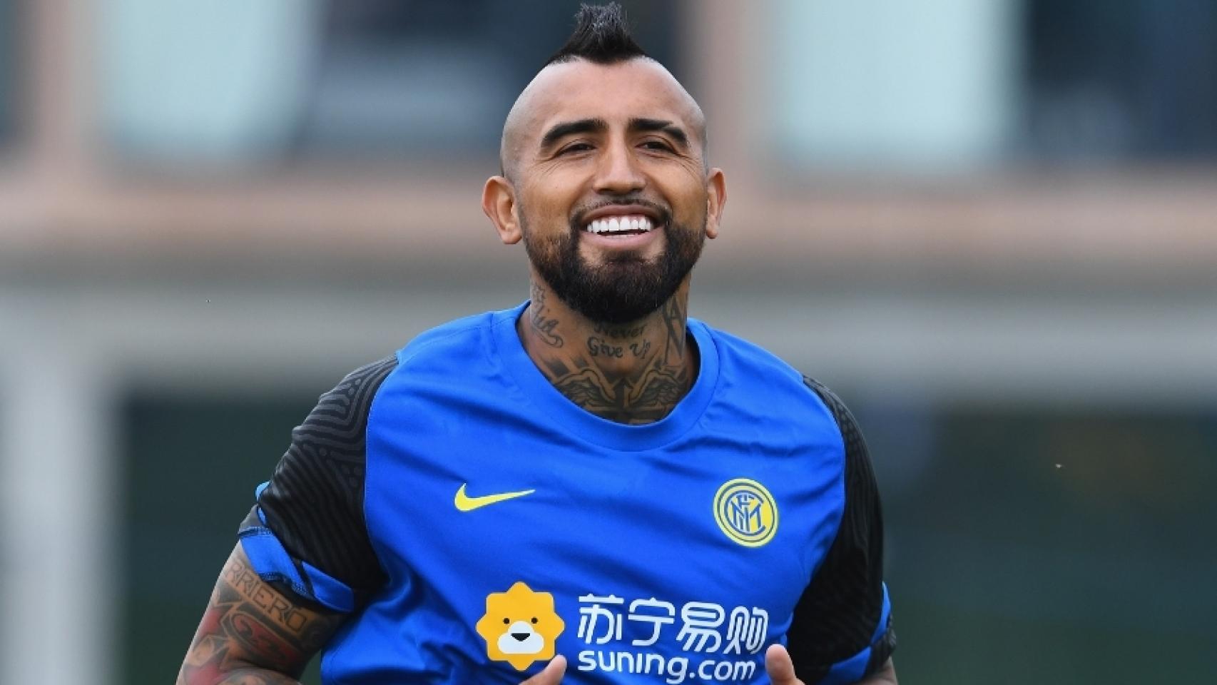 Arturo Vidal, en un entrenamiento del Inter de Milán