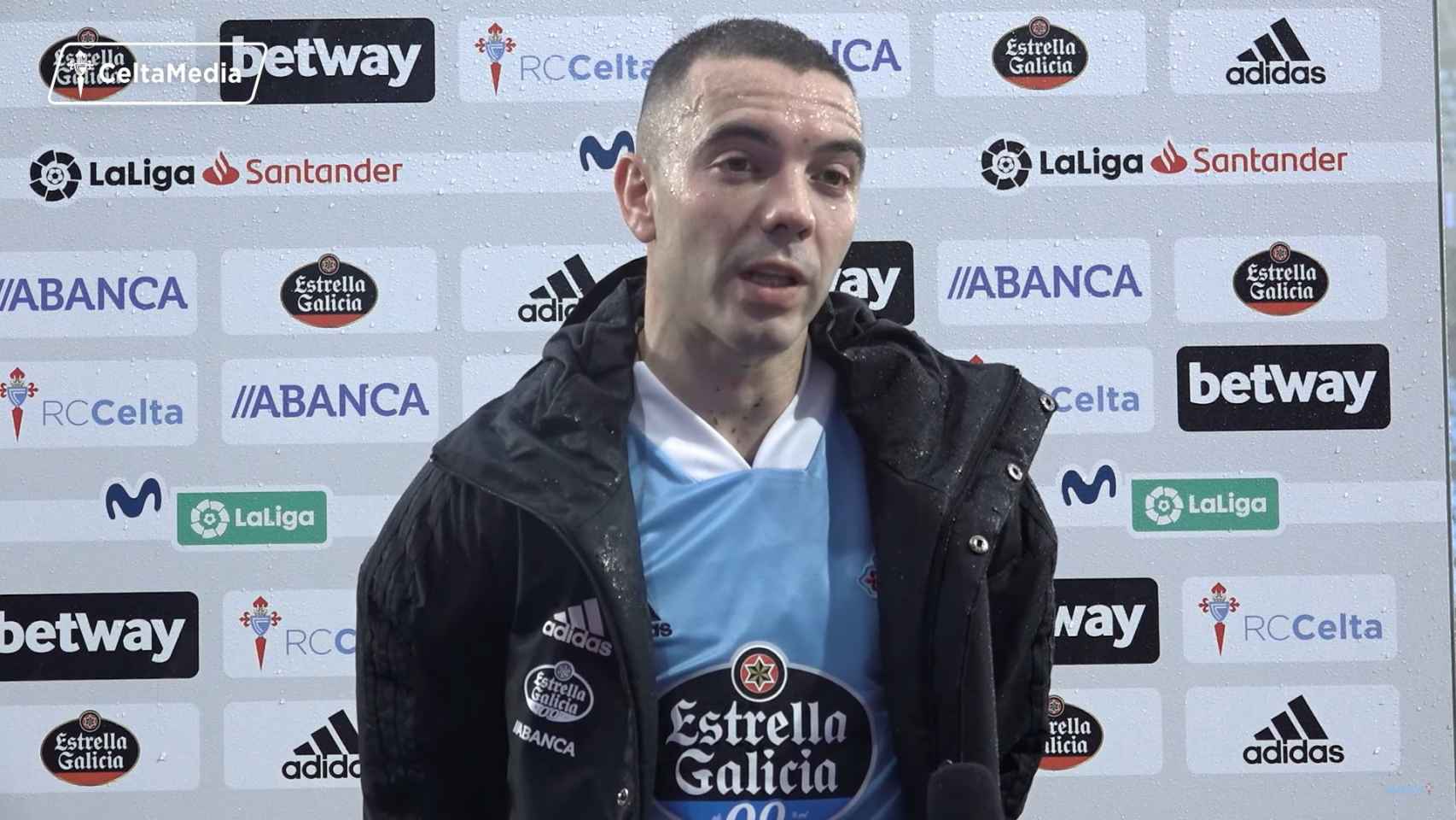 Iago Aspas comparece ante las cámaras al término del Celta-Real Sociedad.