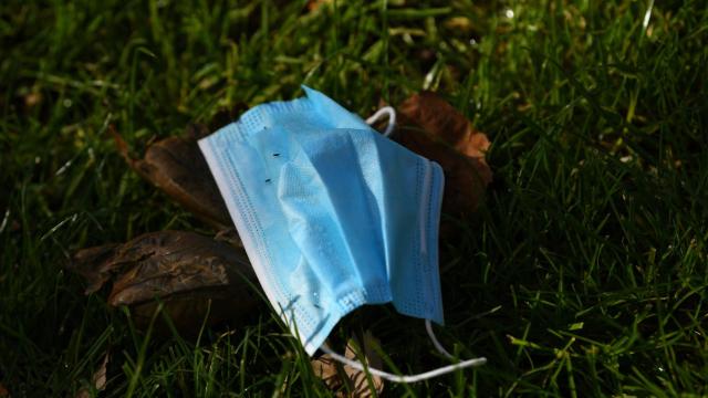 Una mascarilla en el suelo.