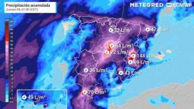 Precipitaciones acumuladas a final del próximo miércoles. METEORED