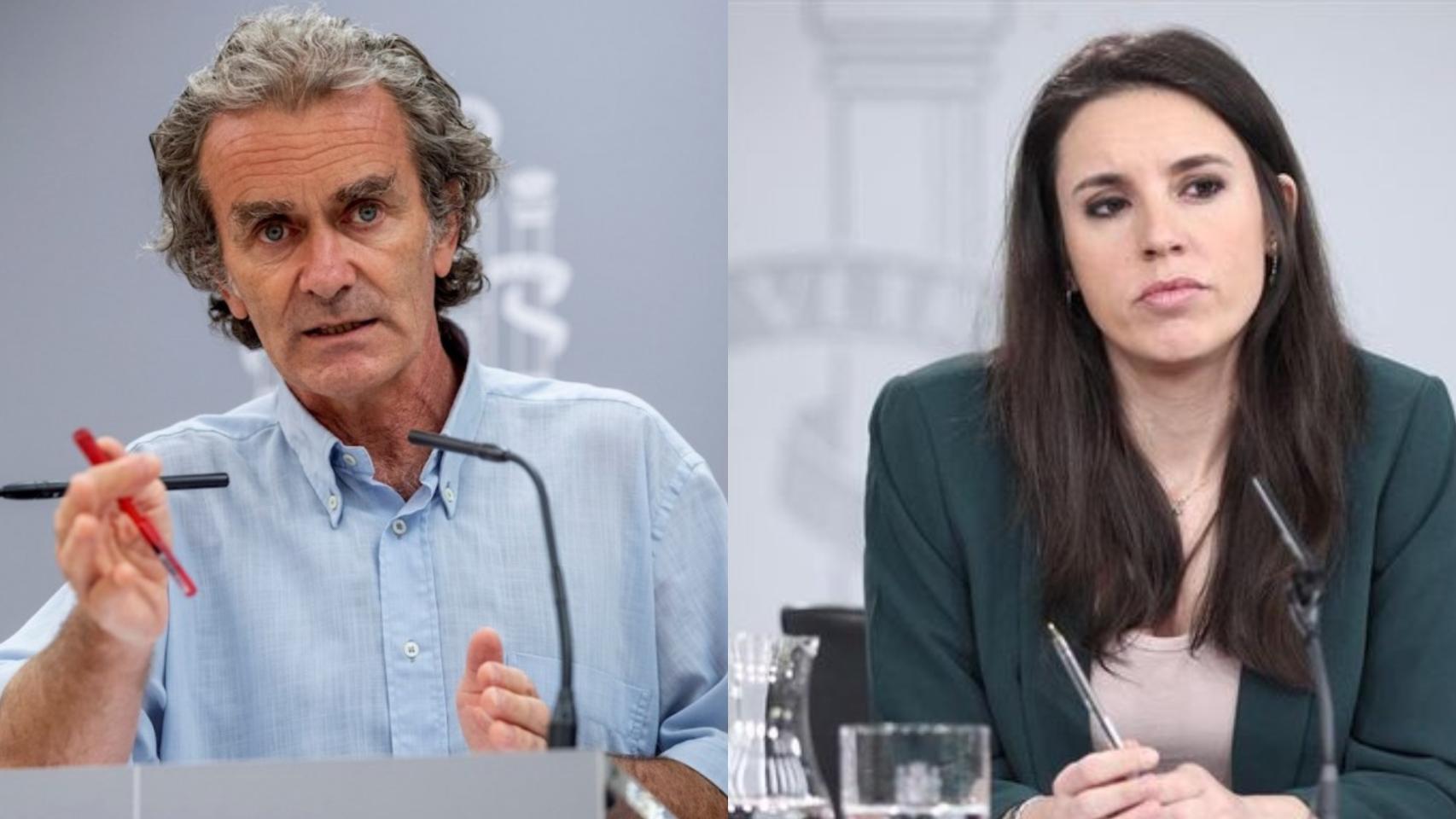 Fernando Simón y la ministra de Igualdad, Irene Montero.