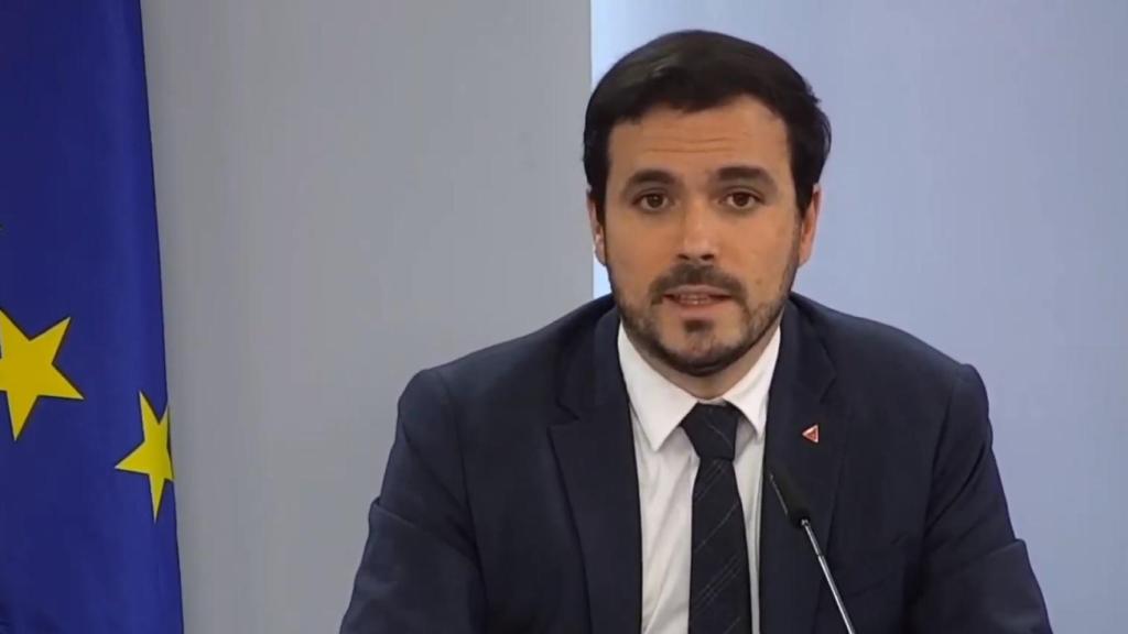 Alberto Garzón, ministro de Consumo, en la rueda de prensa posterior al Consejo de Ministros.