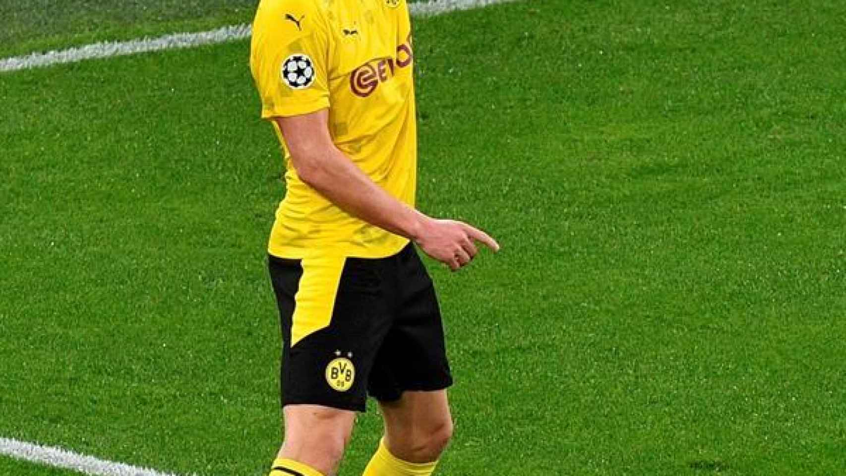 Erling Haaland celebra un gol con el Borussia Dortmund en la Champions League