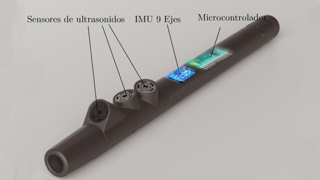 El Bastón Egara cuenta con tres sensores de ultrasonidos.