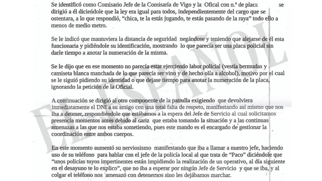 Fragmento del parte de servicio de aquella noche.