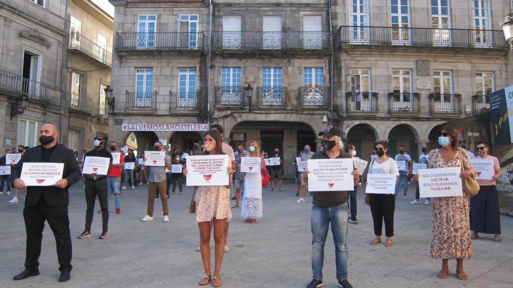Protesta de hosteleros en Vigo.