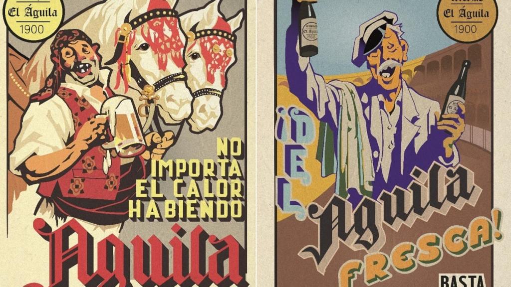 Carteles antiguos de cerveza El Águila.