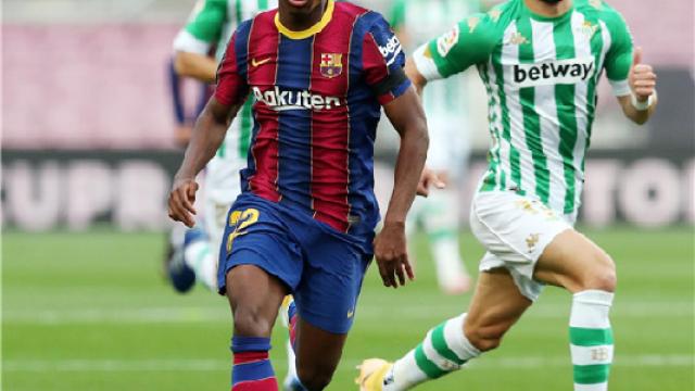 Ansu Fati durante un partido del FC Barcelona