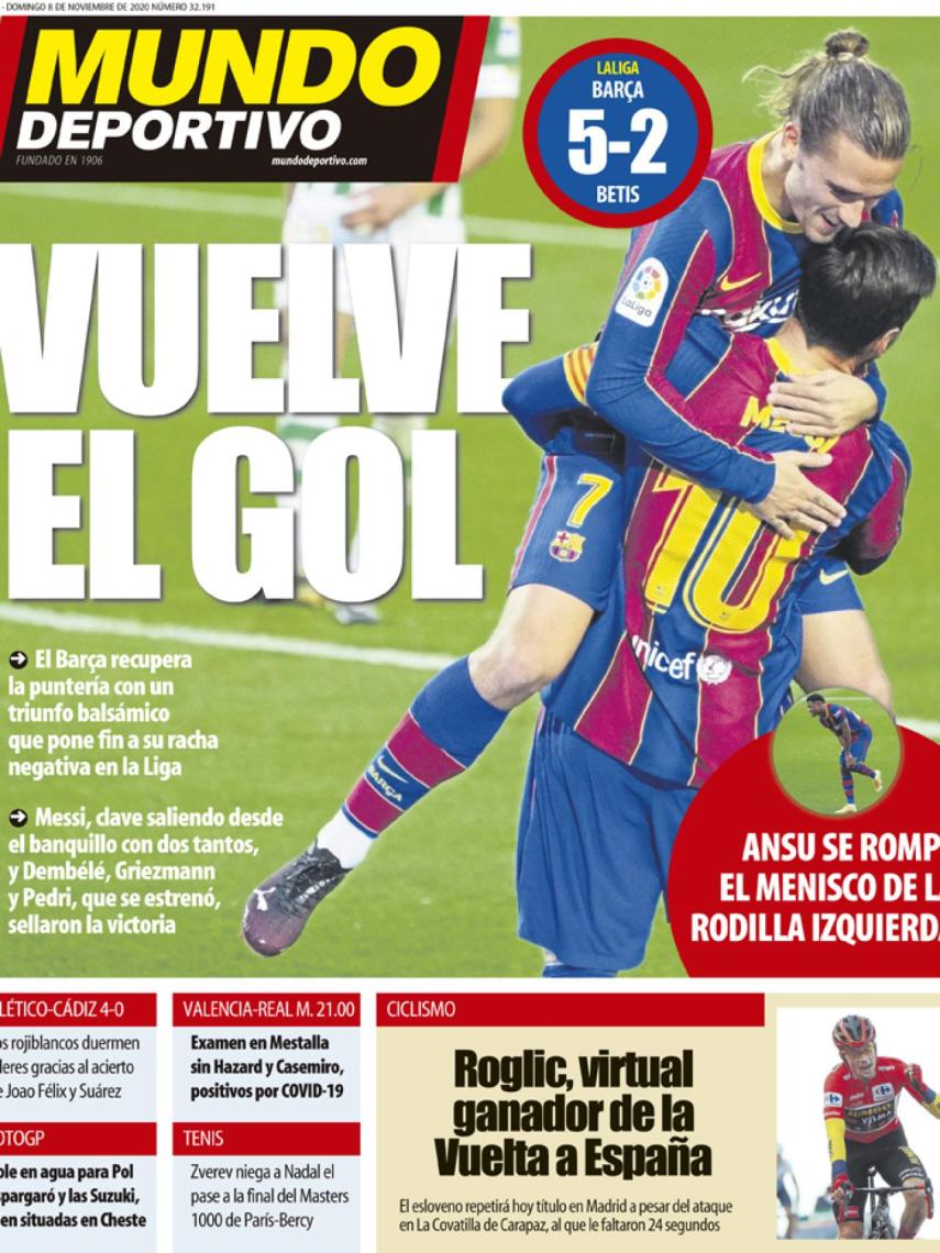 La portada del diario Mundo Deportivo (08/11/2020)