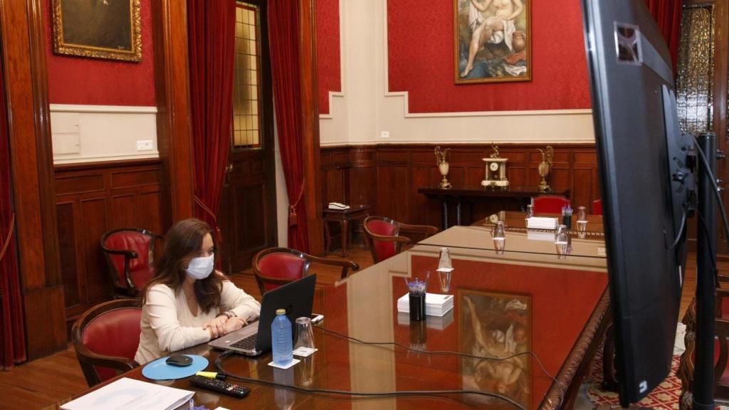 La alcaldesa, Inés Rey, en una reunión de la Red de Ciudades Atlánticas.