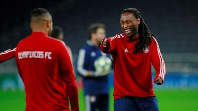 Ruben Semedo, en un entrenamiento de Olympiacos