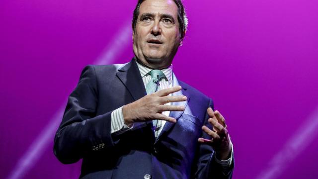 El presidente de la patronal CEOE, Antonio Garamendi, durante la inauguración de la 35º edición del Congreso de Gran Consumo, en Valencia.