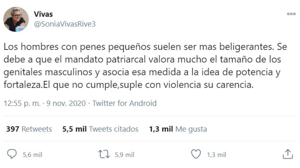 El tuit de Sonia Vivas, concejala de Podemos en el Ayuntamiento de Palma.