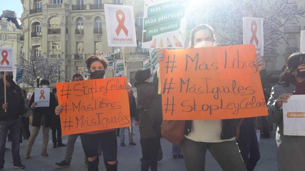 Manifestación de Más Plurales frente al Congreso de los Diputados.