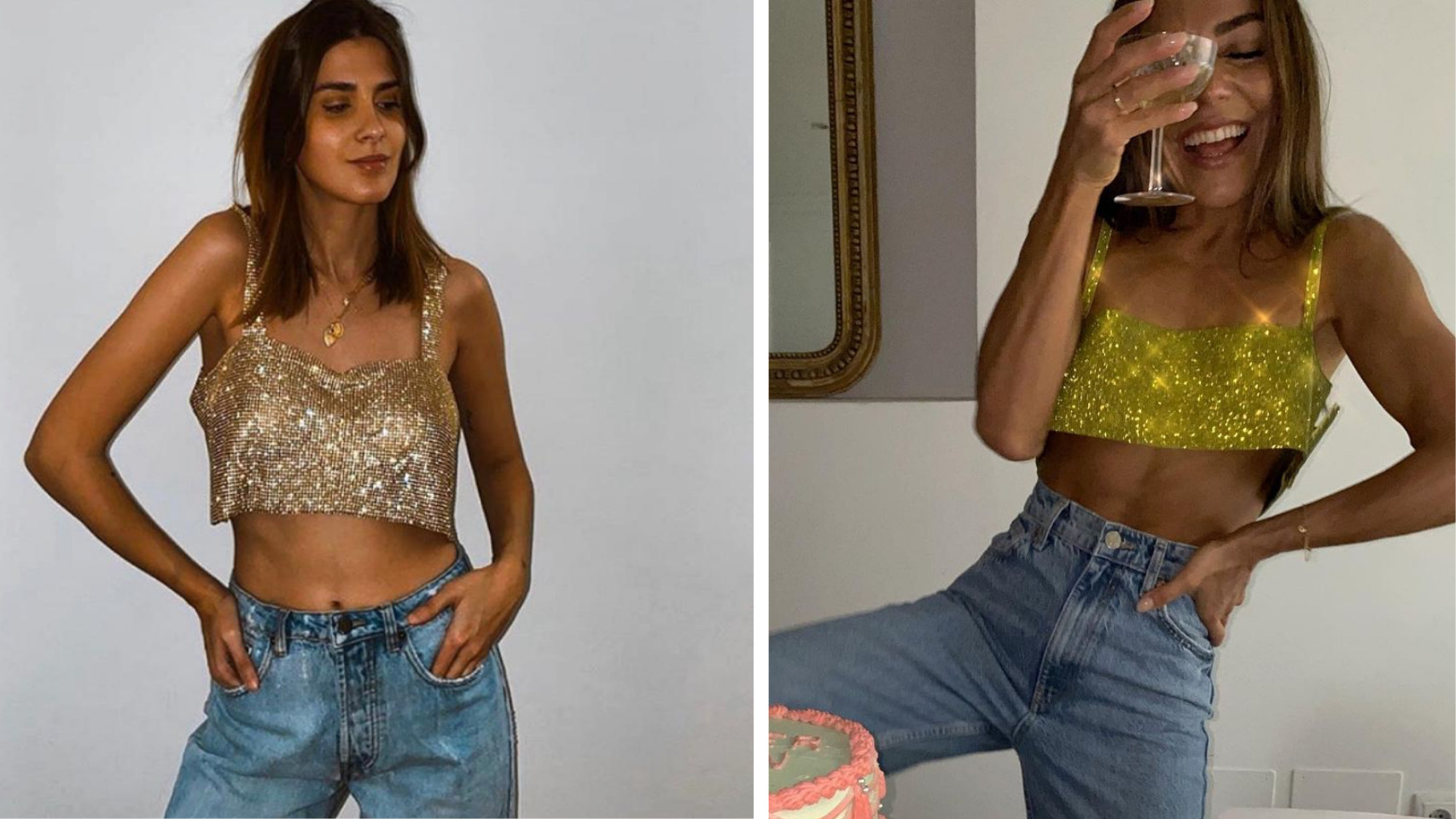 El top de brillantes es  la opción favorita de las 'influencers' para sus looks de fiesta