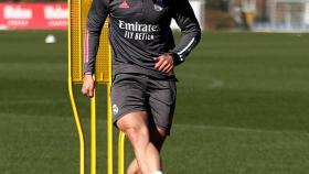 Nacho Fernández, durante un entrenamiento del Real Madrid