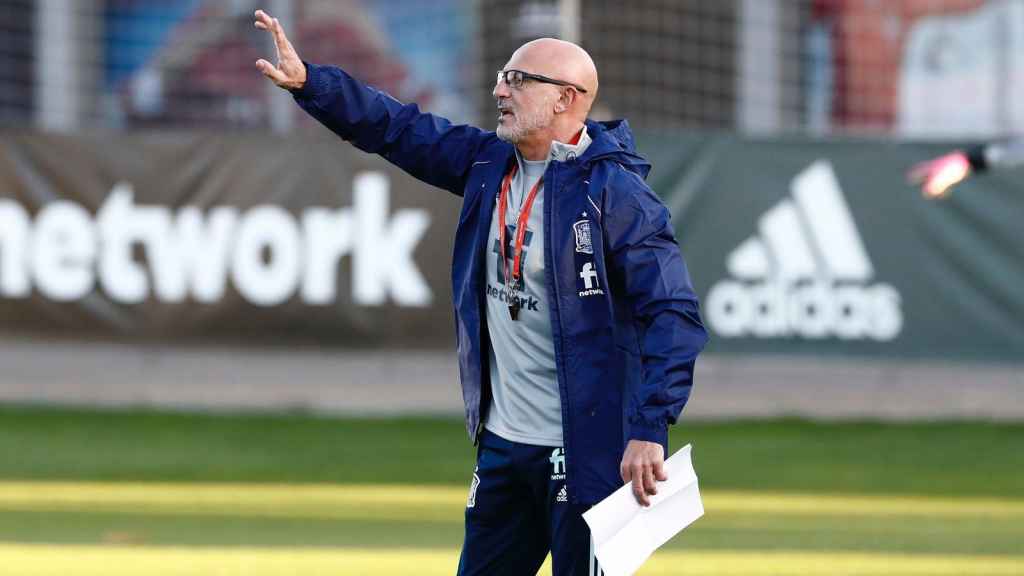 Luis de la Fuente, durante un partido de la selección sub21