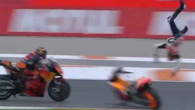 Accidente de Álex Márquez en el Gran Premio de Valencia de MotoGP 2020