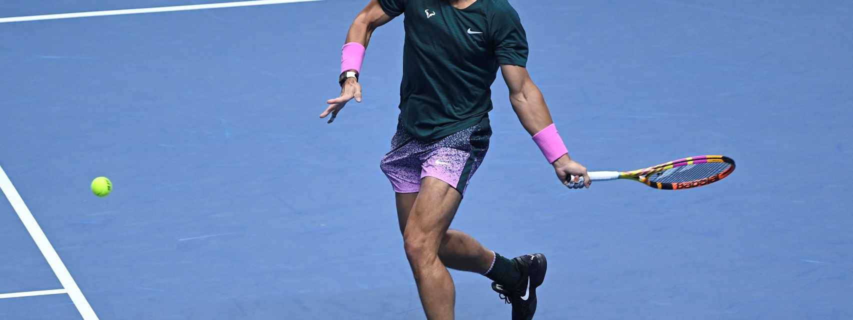 Nadal ejecuta una derecha frente a Rublev en las ATP Finals