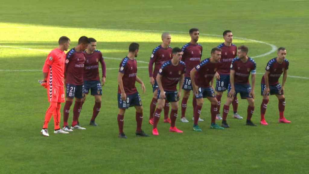 El Pontevedra CF al comienzo de uno de sus encuentros