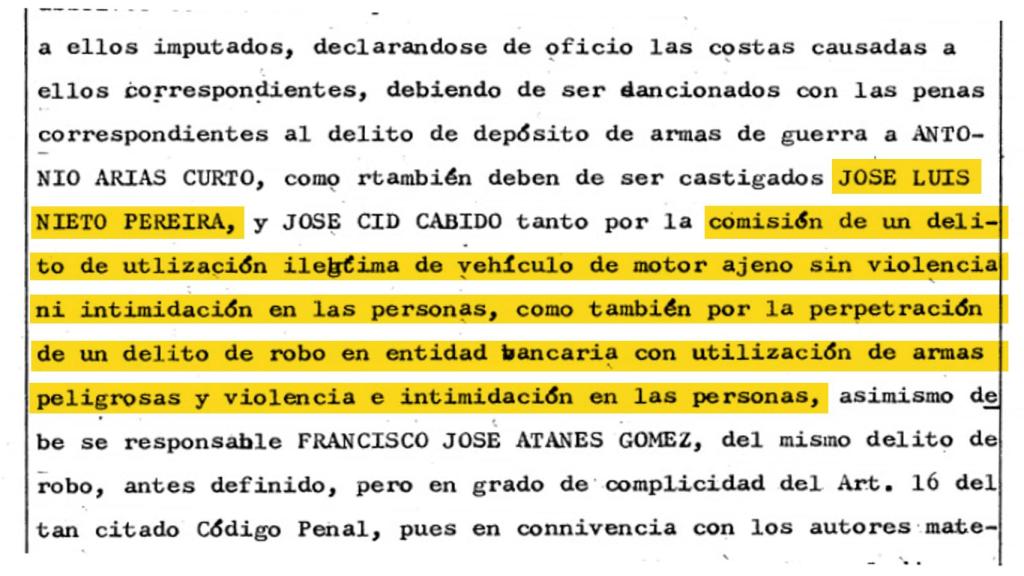 Sentencia condenatoria contra Luis Nieto, en 1983.