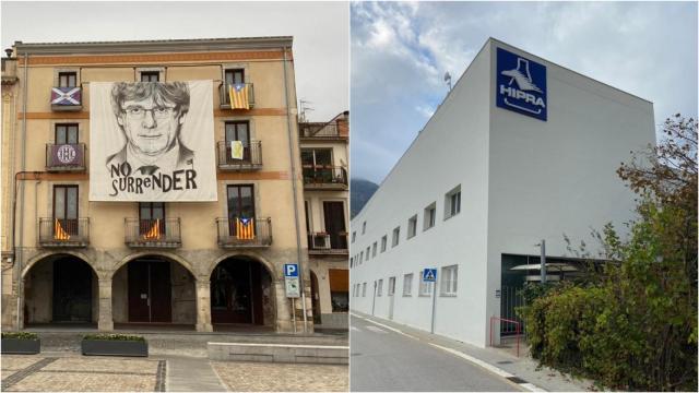 La plaza de la Porxada de Amer y la sede de Hipria