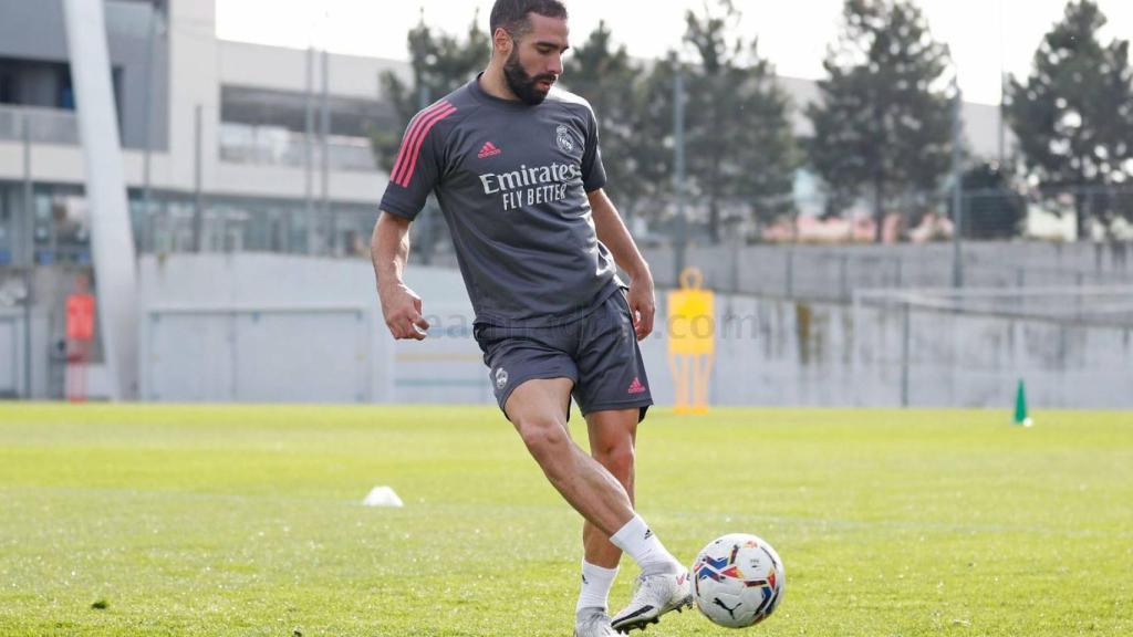 Dani Carvajal, en un entrenamiento del Real Madrid