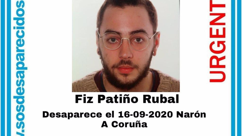 Cartel difundido durante la búsqueda de Fiz Patiño.