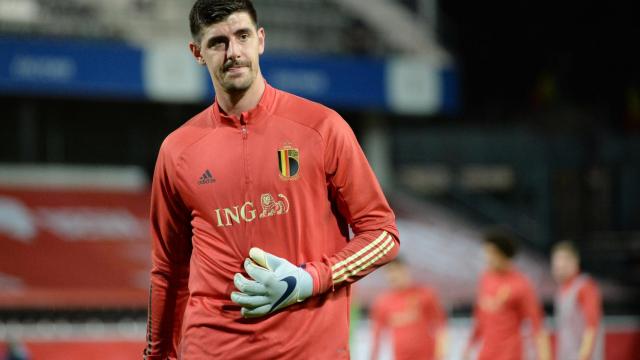 Thibaut Courtois, durante un entrenamiento con la selección de Bélgica