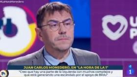 El exdirigente y fundador de Podemos, Juan Carlos Monedero, este martes en TVE.