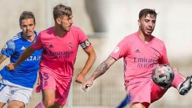 Víctor Chust y Mario Gila, durante el partido entre el Real Madrid Castilla y Las Rozas en un fotomontaje