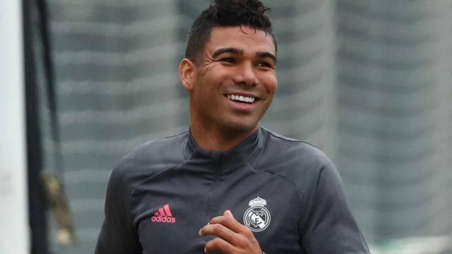 Casemiro, durante un entrenamiento del Real Madrid