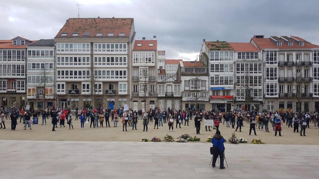 Protesta en Ferrol de representantes del sector de la hostelería.