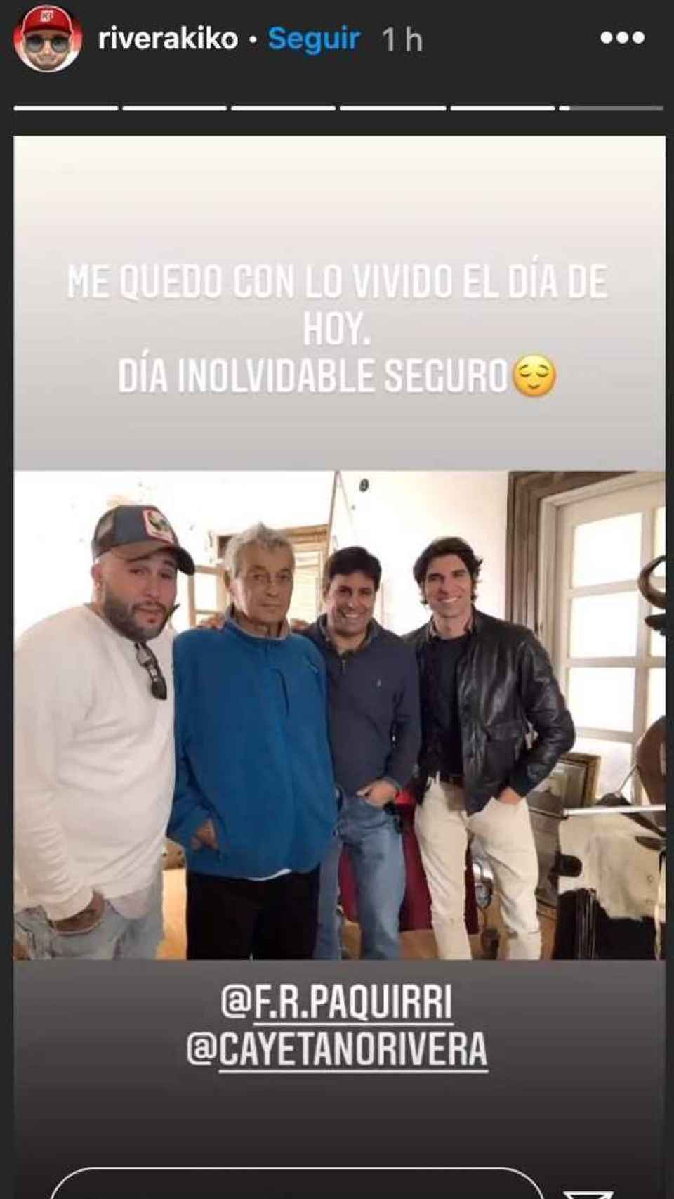 Kiko, Francisco y Cayetano Rivera junto a Riverita en una imagen publicada por el dj en Instagram.