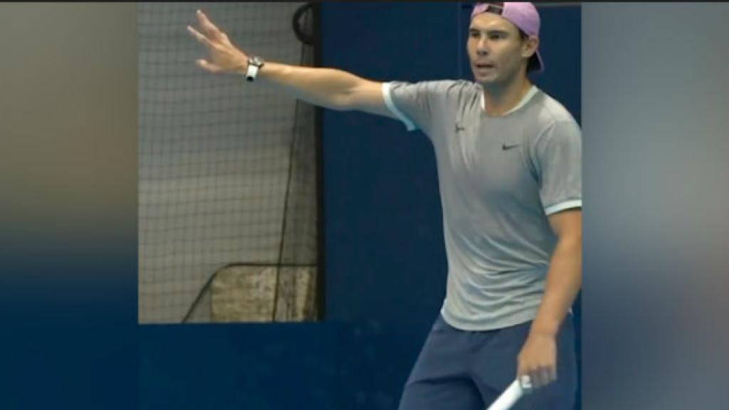 Rafa Nadal, en un entrenamiento de la Copa de Maestros 2020