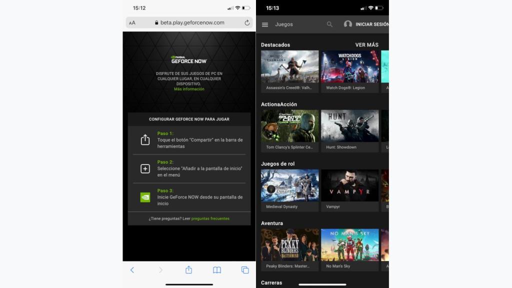 La nueva app GeForce Now para iPhone se consigue por la web