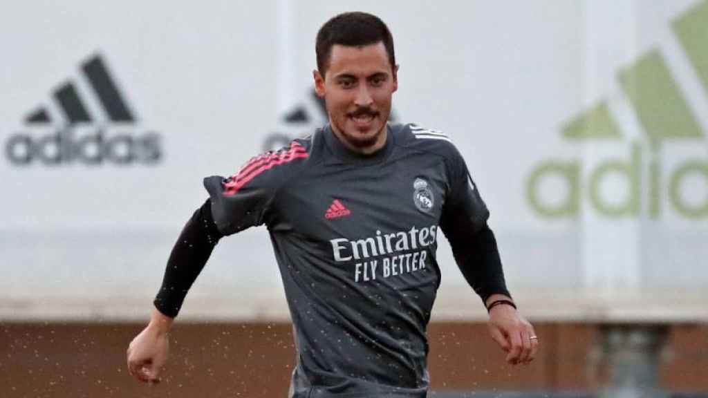 Hazard, en el entrenamiento del Real Madrid