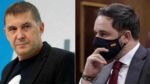 El dirigente de EH Bildu, Arnaldo Otegi, y el presidente de Vox, Santiago Abascal.